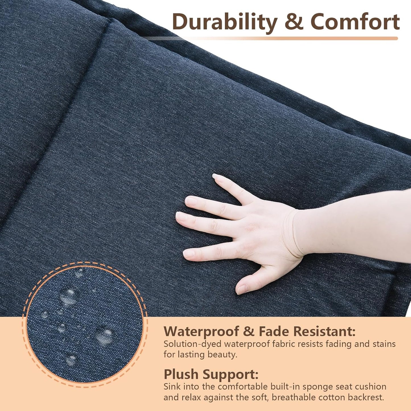 18" 42" 1.5", Set 2 C-Hopetree Indoor High Back Rocking Chair Cushions for Glider and Swivel Rocker, Outdoor