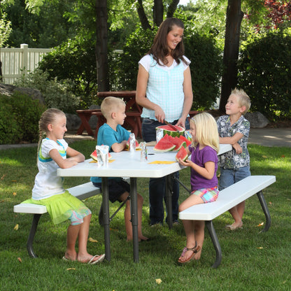 LIFETIME 80215 Folding Picnic Table, 6 Feet, White Granite