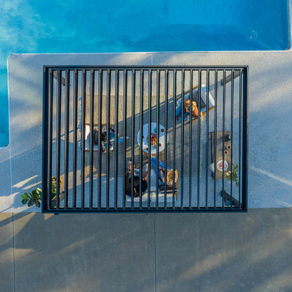 Backyard Discovery Sarasota 14' x 10' Galvanized Steel Louvered Pergola Kit with Adjustable Roof, Shade, Rain Protection, High-Wind Rating, Gutter System for Outdoor Patio, Garden, Deck, Entertaining