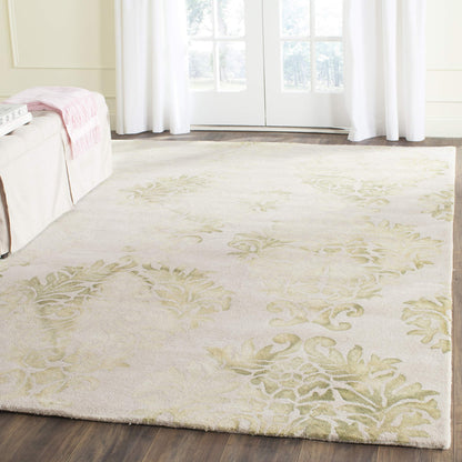 SAFAVIEH Dip Dye Collection 8' x 10' Beige / Green DDY516B Handmade Damask Premium Wool Area Rug