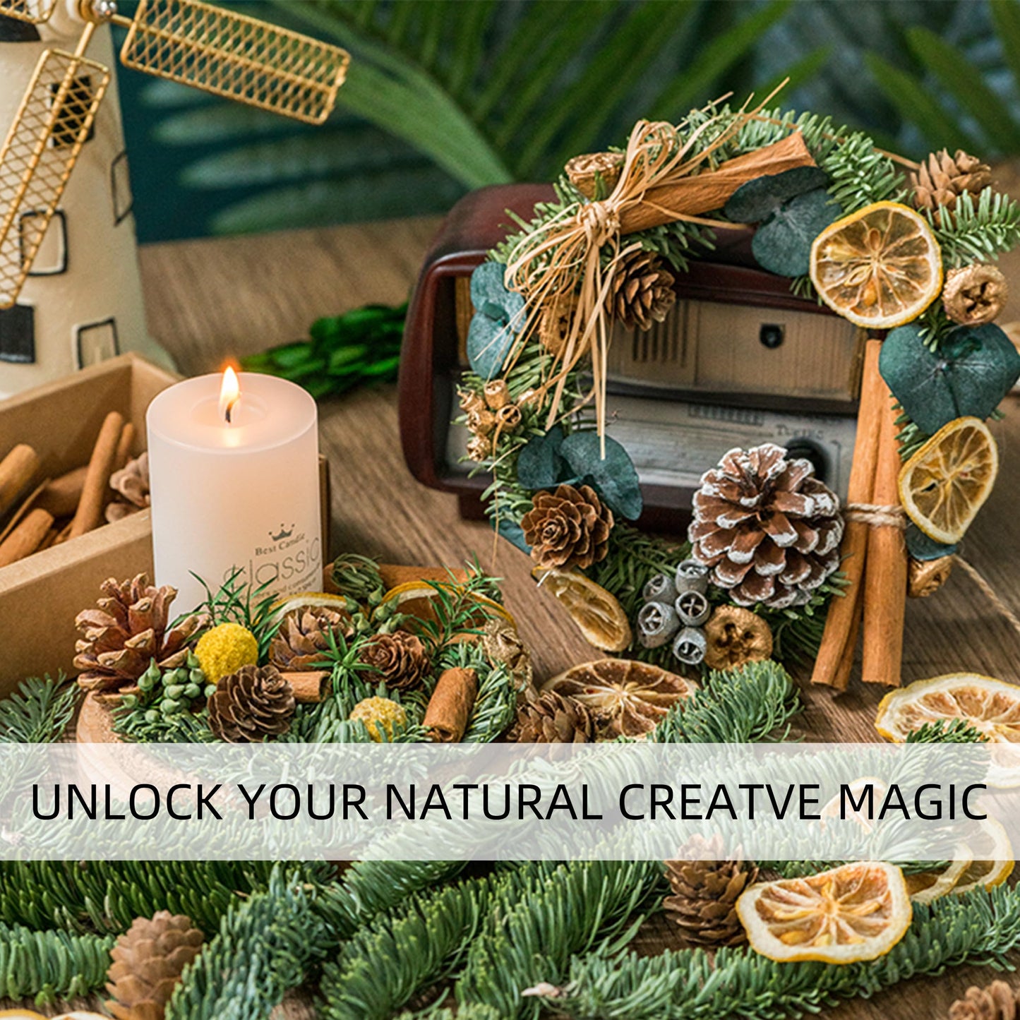 DIY Dried Flowers Kit with Lavender, Pinecone, Scented Orange Slices, Lemon Slices, Cinnamon Sticks for Home Decor, Aroma Diffuser,Christmas Decoration, DIY Crafts Holiday Decor