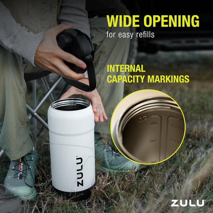 ZULU Goals Vacuum Insulated Large Capacity Stainless Steel Water Bottle | Reusable Jug with Carry Handle