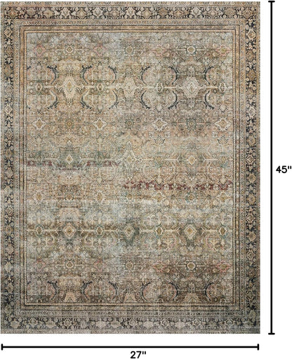 Loloi Layla Collection Accent Rug - Olive/Charcoal 2'-3" x 3'-9", Soft, Durable, Vintage Inspired