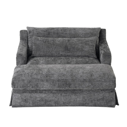 GDFStudio Chenille Sofa Bed Loveseat, Convertible Sleeper Couch with Deep Seat, 900 lbs Capacity, Upholstered Lounge Sofa with Pillows, Modern Compact Sofa for Living Room Bedroom Guest Space, Grey