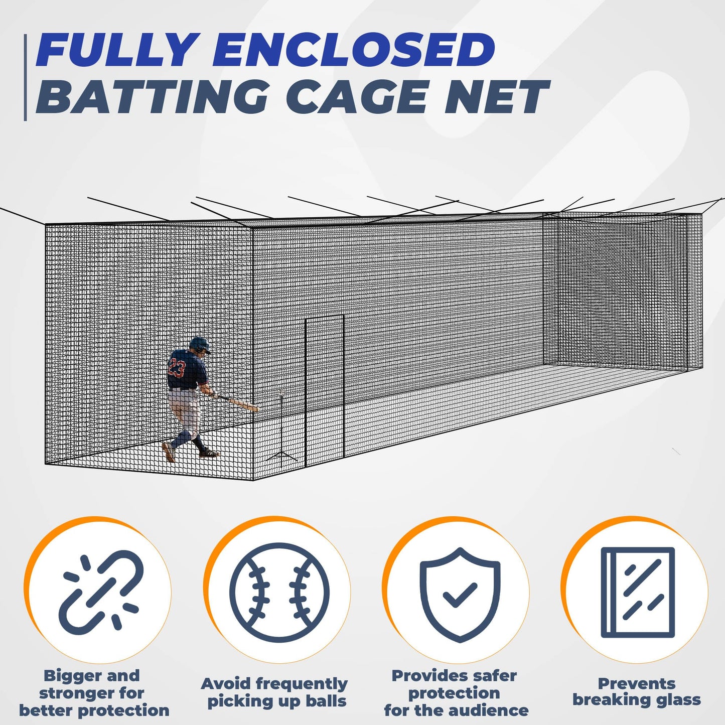Sturdum Batting Cage Net,70x12x12Ft Baseball & Softball Hitting cage Netting, 2-in-1 Baseball Cage Net System with Movable Inner Net for Solo or Team Training, for Backyard Field Outdoor Indoor