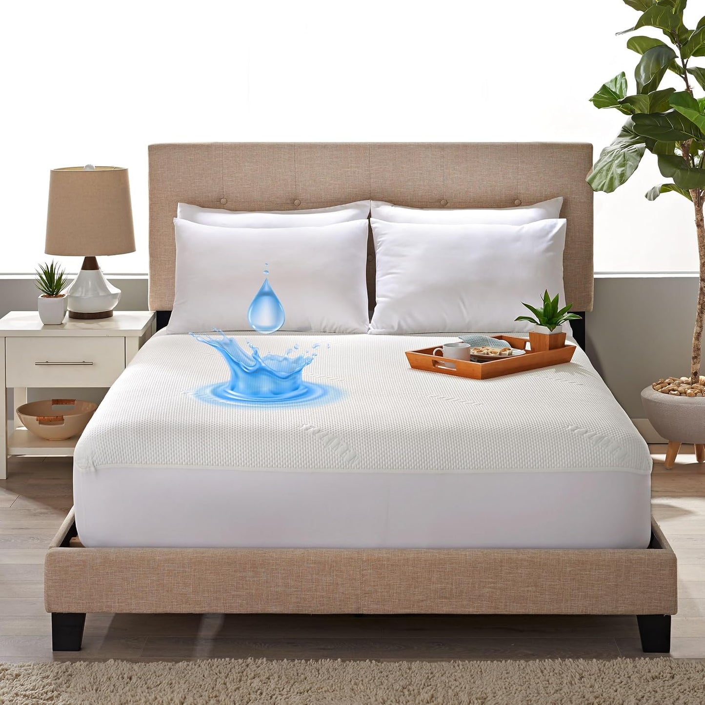16 inch STYLINEN King Tencel Eucalyptus Mattress Protector - Waterproof Breathable Cooling Cover Protects Against
