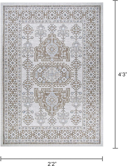 Couristan Charm Woodburn Indoor/Outdoor Area Rug, Ivory-Sand, 2'2" x 4'3"