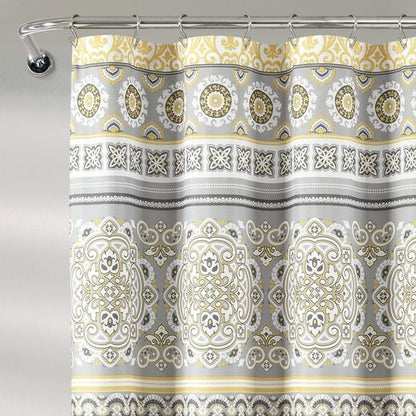 Lush Decor Nesco Stripe Shower Curtain Single 72" W x 72" L Yellow & Gray - Fabric Shower Curtains for Bathroom - Yellow Bathroom Curtain - Boho Decor