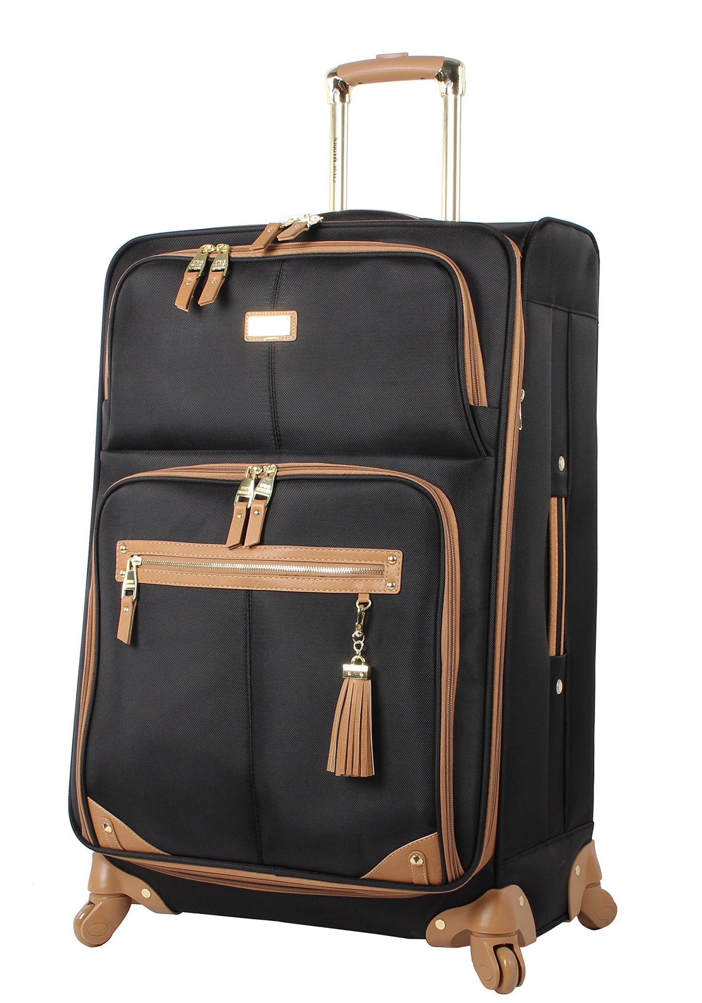 Steve Madden Designer Luggage Collection - 3 Piece Softside Expandable Lightweight Spinner Suitcase Set - Travel Set Includes an Under Seat Bag, 20-Inch Carry on and 28-Inch Checked Suitcase, Harlo