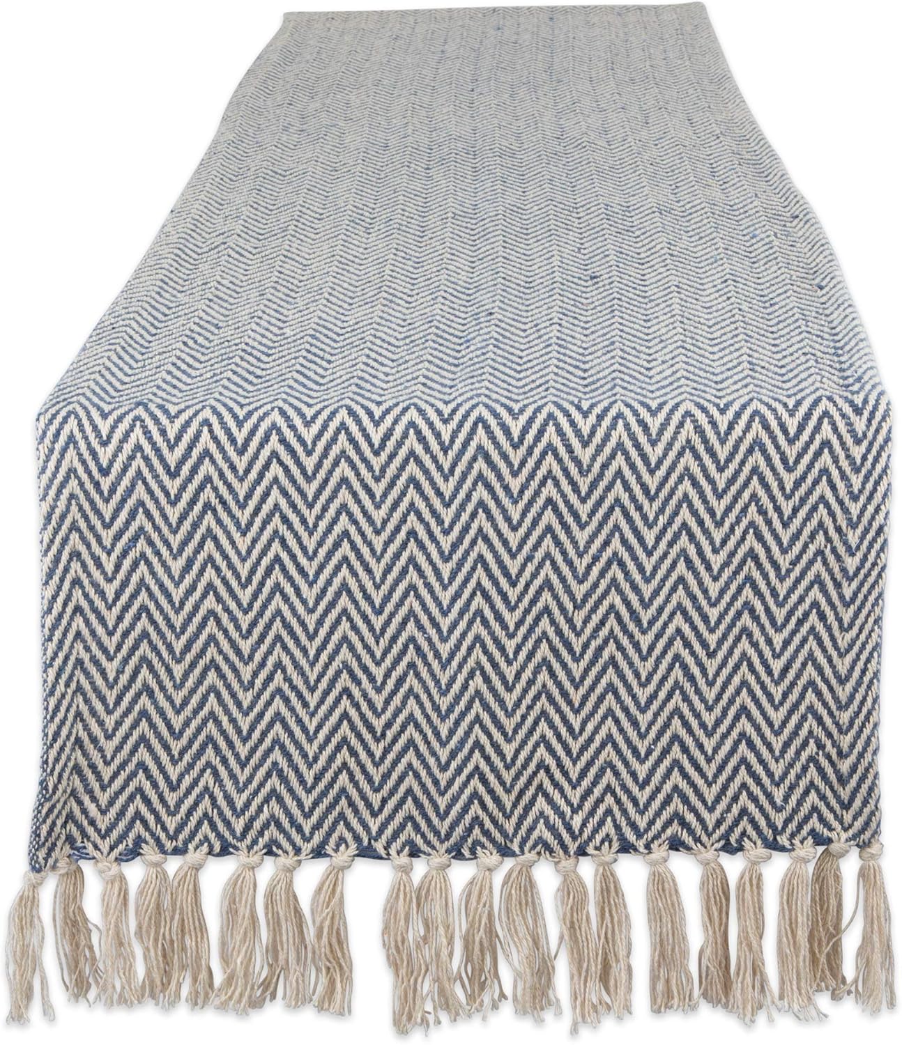 DII Woven Basic Tabletop Collection - Chevron Table Runner, 15x72, French Blue