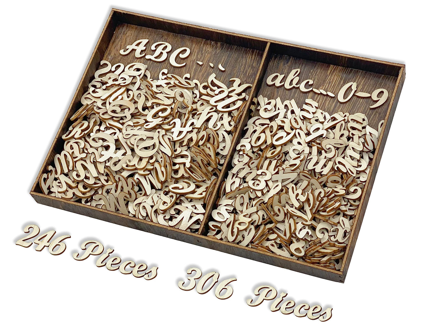 552 Pieces 0.75 Inch Mini Unfinished Wooden Letters Uppercase & Lowercase Unpainted Wooden Numbers Blank Wood Letters Storage for Scrapbooking Crafts