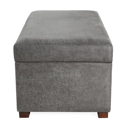 Christopher Knight Home Kaisa Rectangle Storage Ottoman, Wooden Frame Ottoman Bench with Large Seat for Living Room/Entryway, Comfy Seating Experience with Dense Foam Padding, Dark Grey