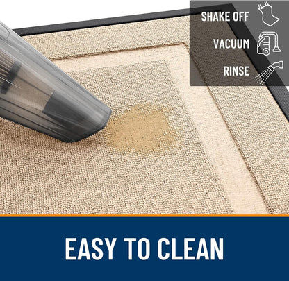 OLANLY Waterproof Front Door Mat - All-Season Indoor/Outdoor Doormat | Sturdy Natural Rubber, Easy Clean, 29.5x17 Off-White