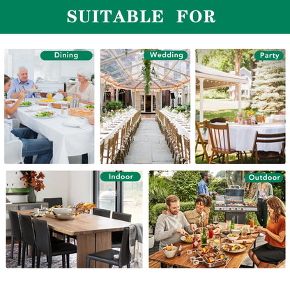 Biscaynebay Textured Fabric Round Tablecloths 60 Inches for Tables diameters from 28" to 48", White Table Cloth Water Resistant Small Circle Folding Table Covers for Dining Kitchen Wedding Parties