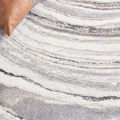 SAFAVIEH Cyrus Shag Collection Area Rug - 9' x 12', Ivory & Grey, Modern Abstract Design, Non-Shedding & Easy Care, 0.8-inch Thick Ideal for High Traffic Areas in Living Room, Bedroom (CYR124A)