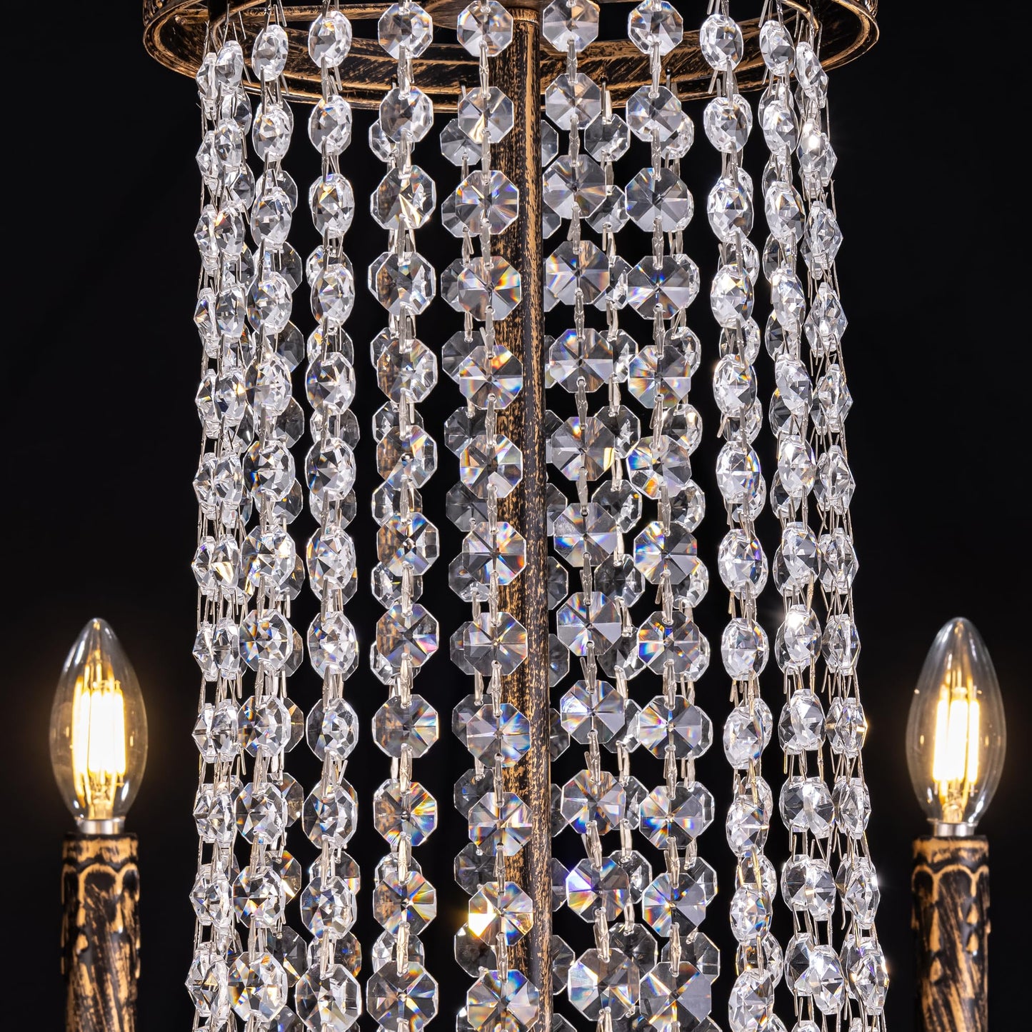 TOCHIC 40'' Long Large Crystal Chandeliers for High Ceilings, 2-Tier Modern Farmhouse Empire Staircase Chandelier 12 Lights Vintage Foyer Chandelier Luxury Crystal Light Fixture for Entryway Hallway