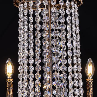TOCHIC 40'' Long Large Crystal Chandeliers for High Ceilings, 2-Tier Modern Farmhouse Empire Staircase Chandelier 12 Lights Vintage Foyer Chandelier Luxury Crystal Light Fixture for Entryway Hallway