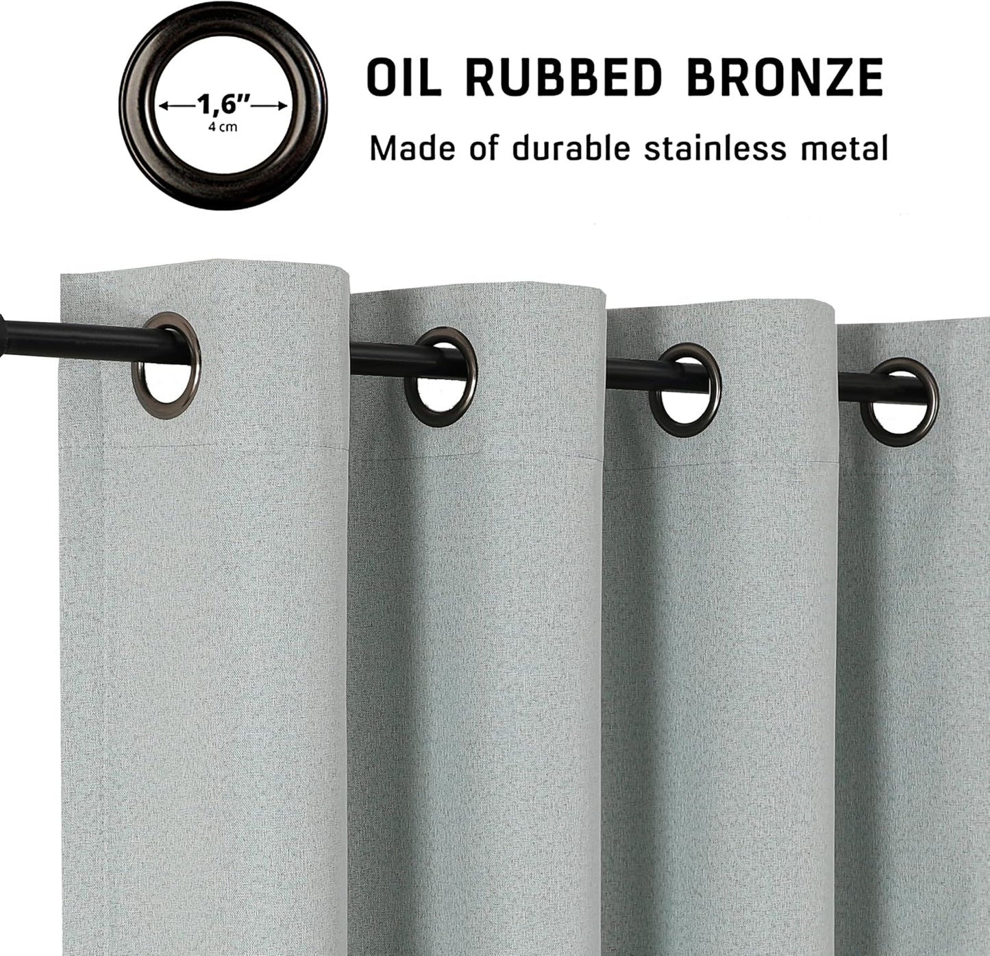 THOOO 100% Blackout Curtains - Natural Linen Textured Grommet Panels | 95-Inch Sage Green for Bedroom & Nursery