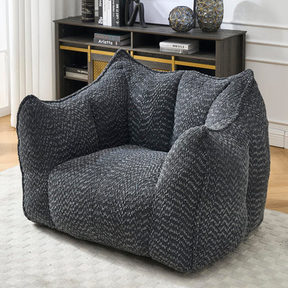 Large Chenille Bean Bag Chair for Adults - Oversized Square Lazy Sofa, Comfortable Gaming Reading TV Seat, 47.2" W x 36.2" D, Black, Living Room & Bedroom Essential