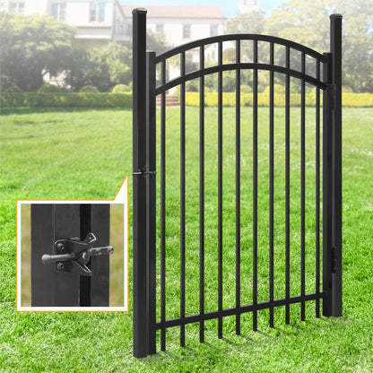Fencer Wire 76FT Heavy Duty Flat Top Fence Barrier Kit, Anti-Rust Metal Steel Fence with 5FT Height X 8FT Width Panels, with Arched Gate, Posts, Connectors, Outdoor Fencing for Yard