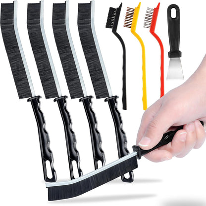 Scurvy 9Pcs Crevice Cleaning Brush, Multi-Purpse Hard Bristle Grout Brush for Cleaning Bathroom, Kitchen, Tiles