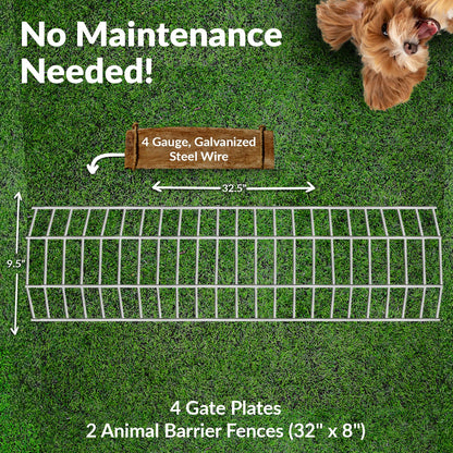 Dig Defence - Original Gate Plate - Underground Fence Gap Filler, Dog Digging Deterrent - 4 Pack with 2 SM/MD Animal Fence Barrier