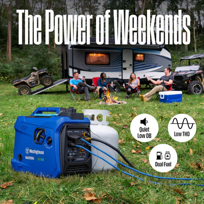 Westinghouse 2550 Peak Watt Super Quiet & Lightweight Portable Inverter Generator, RV Ready 30A Outlet, Gas and Propane Powered, CO Sensor, Parallel Capable, Long Run Time