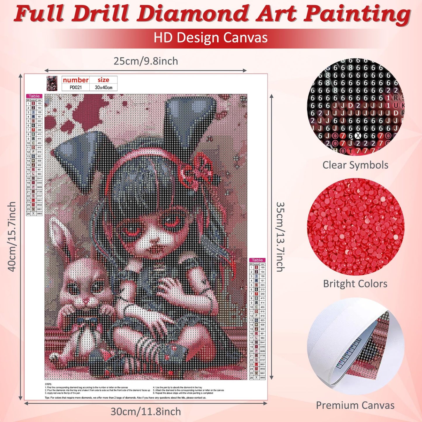 DOMROM Gothic Diamond Painting Kits for Adults, Scary Doll Diamond Art Paintings Kit for Beginners, 5D Full Drill Diamand Art Kits, Gem Art Crafts for Adults Wall Decor 12x16inch