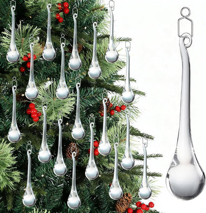 20pcs 20X80mm) H&D Hanging Chandelier Crystal Teardrop Prism Accent Rainbow Suncatcher Christmas Tree Decorations