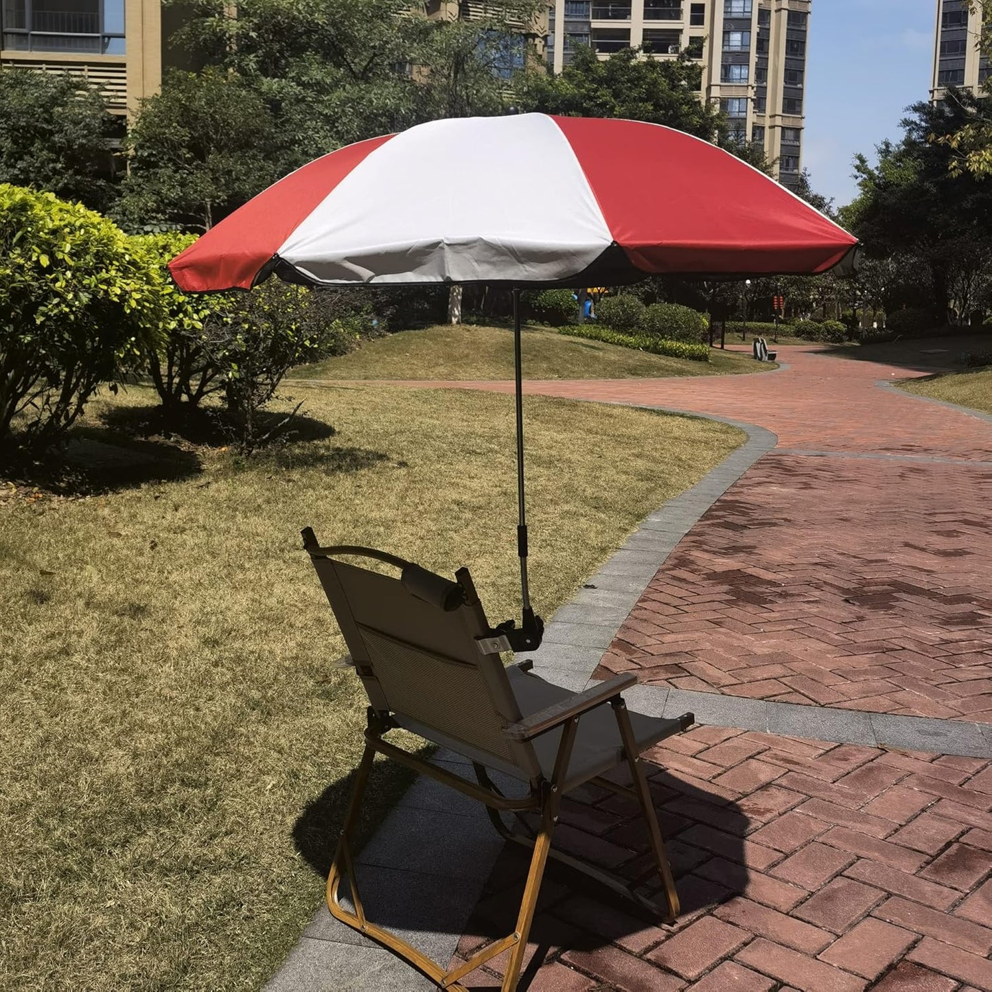 GRANDMEI Clamp,46 inches 50+ Chair Umbrella with UPF Clip on Parasol for Patio,Beach Chairs,Strollers,Wheelchairs,Golf