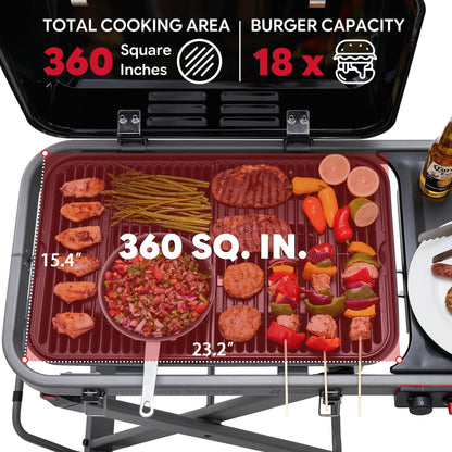 Feasto Propane Gas Grill with Foldable Cart & Heavy-Duty Build, All-Terrain Large Wheels for Easy Moving, BBQ Grill for Outdoor Cooking, Backyard, Camping & Tailgating