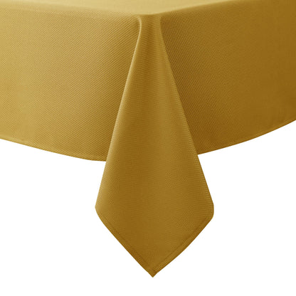 Biscaynebay Textured Fabric Christmas Rectangle Tablecloths 60x84 Inches, Gold Water Resistant Tablecloths for Dining, Kitchen, Wedding, Parties etc. Machine Washable