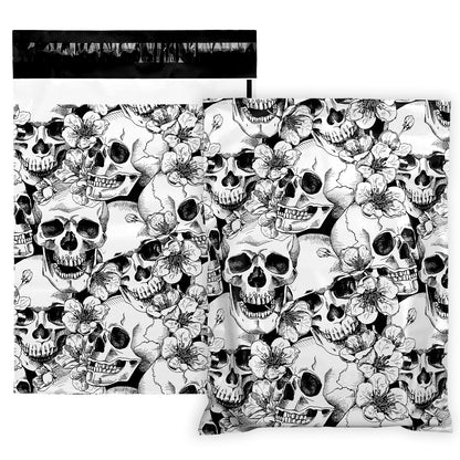 JarThenaAMCS 100Pcs Halloween Skull Poly Mailers 10 x 13 Inch Packaging Bags Self Seal Mailing Envelope Bags for Small Business Clothing Gift