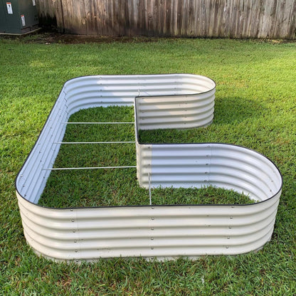 17" Tall U-Shape Raised Garden Bed Metal Raised Planter Bed for Vegetables Flowers Ground Planter Box, Standard Size, Modern Gray