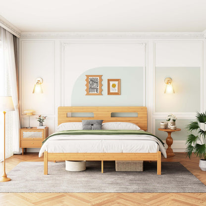ZIYOO Bed Frame King Size with Storage 14 Inch Heavy Duty Bamboo Bed Frame No Box Spring Needed Easy Assembly No Noise