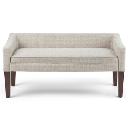 SIMPLIHOME Parris Upholstered Bench - 50 inch Wide Upholstered Hallway Seat in Platinum, Contemporary Bench for Entryway or Living Room with Tufted Cushion, Solid Wood Legs and Sleek Profile