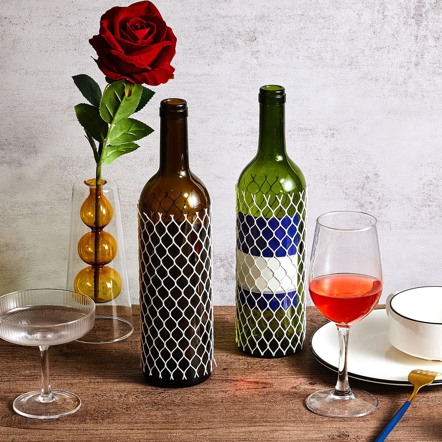 Boao 1000 Pcs Wine Mesh Liquor Bottles Protector Sleeves 7.8 Inch PE Net Wine Bottle Protector for Travel Glass Liquor Bottle Sleeves, Keep Bottles Safe While Traveling, White
