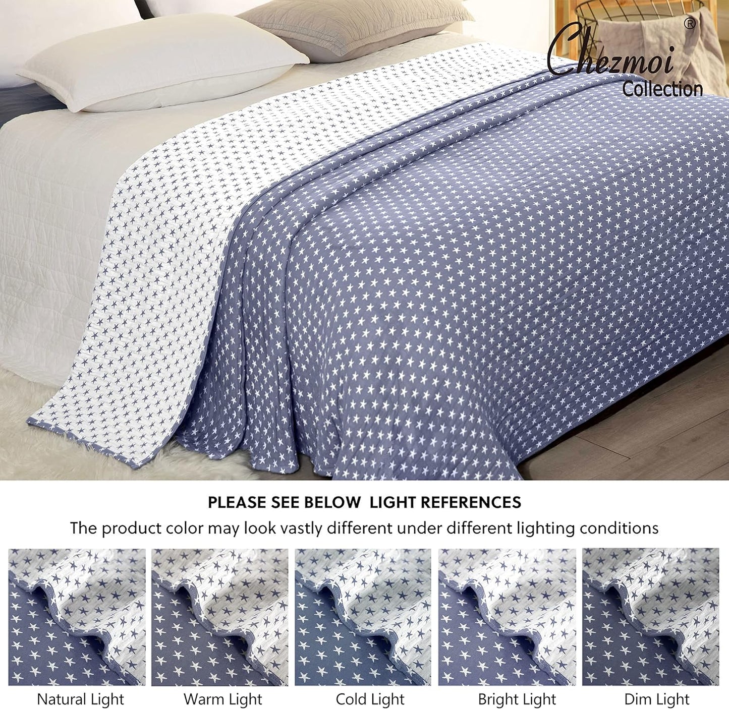 Sterling Creek Dawson Star Muslin Blanket Queen Three Layers Lightweight Breathable Cotton Gauzy Blanket for Adults