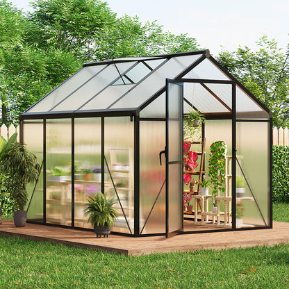 IDEALHOUSE 6×8 FT Greenhouse, Large Walk in Greenhouses for Outdoors and Garden Planting, Polycarbonate Greenhouse with Enhanced Aluminum Frame, Green Houses with Quick Setup Structure and Roof Vent