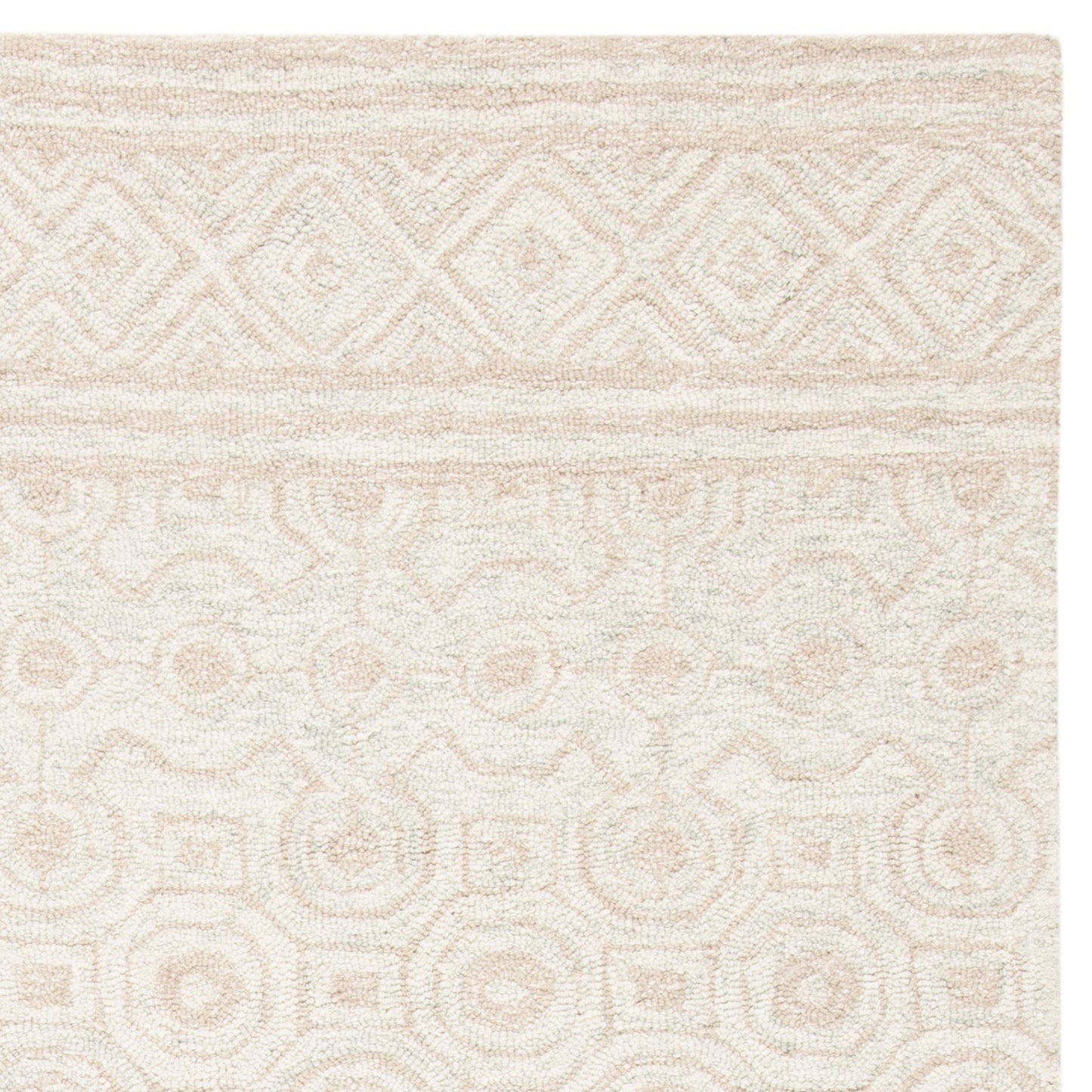 SAFAVIEH Area Rug 8x10 - Micro-Loop Collection - Large - Ivory & Light Green, Handmade Wool, Ideal for Living Room, Bedroom, Office, Dining Space (MLP950A)