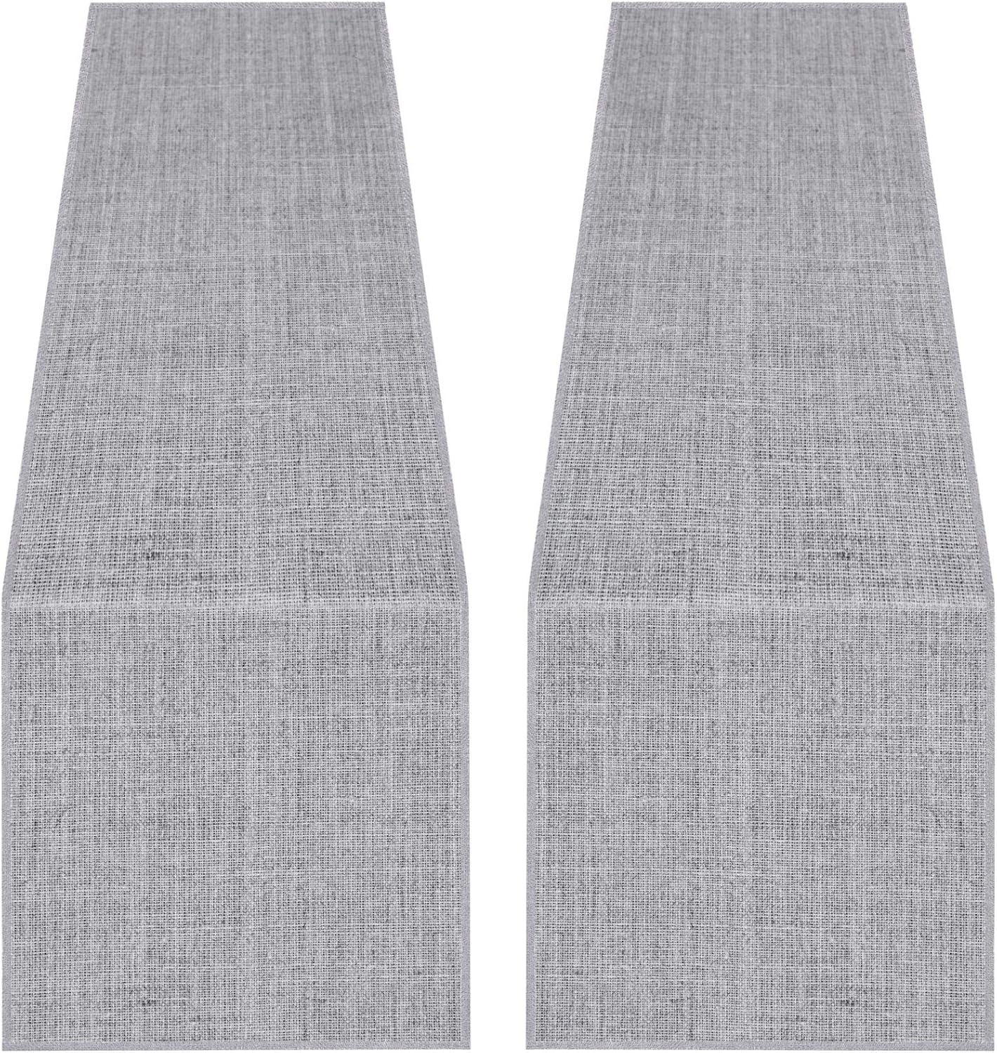 Grey Burlap Table Runners 2 Packs, 14"x72" Rustic Farmhouse Decor for Dining, Wedding, and Coffee Tables