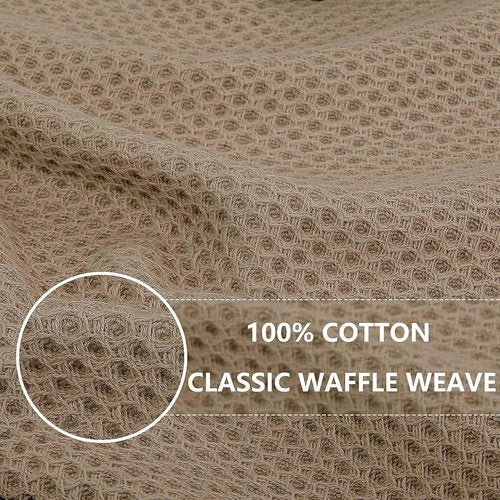Homaxy 100% Cotton Waffle Weave Dish Towels - Ultra Soft & Absorbent, Quick Drying | 12-Pack, Tan, 13 x 28 Inches