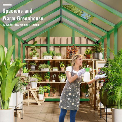 Greenhouse, 6x10 Ft Outdoor Greenhouses, Accessible Green House with Roof Vents and Sliding Doors, Aluminum Frame Polycarbonate Greenhouses, Large Greenhouse for Outdoor Gardens and Backyards, Green