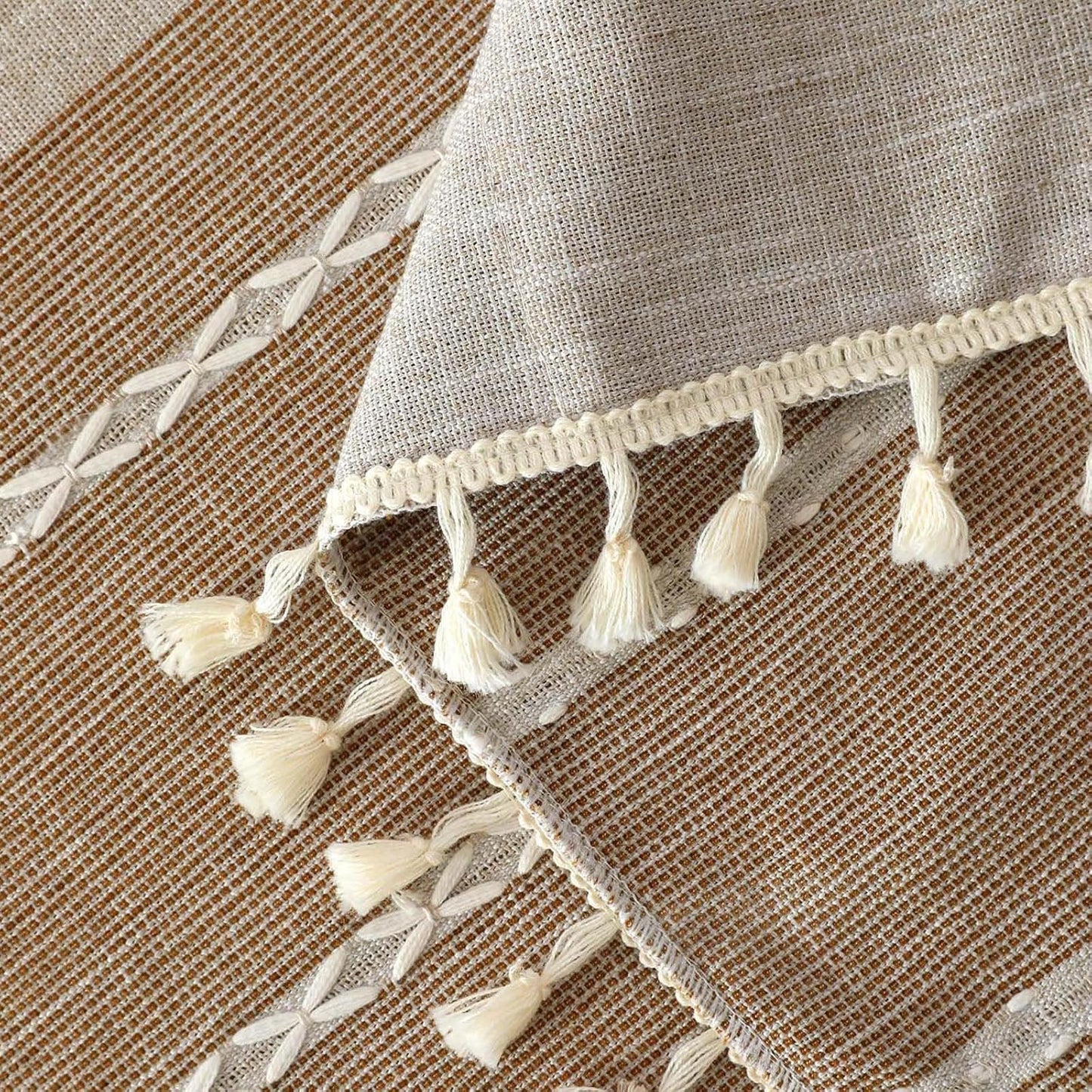 20x60 Inch SIELUNO Coffee Table Cover, Rustic Farmhouse Rectangle Table Cloth Cotton Linen Waterproof with Pockets