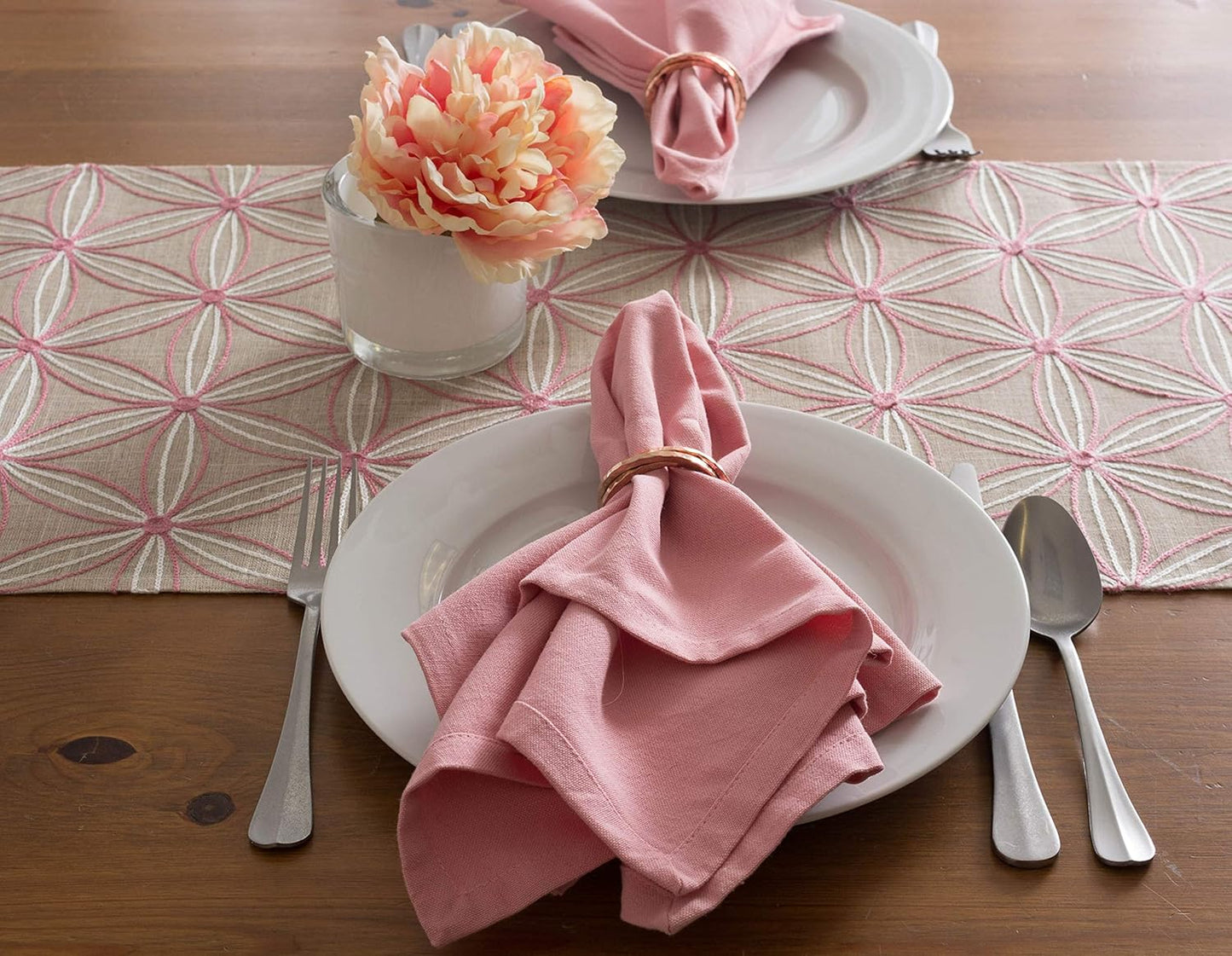 DII Polyester Embroidered Table Runner for Spring Garden Party, Summer BBQ, Baby Showers, Everyday Use - 14x70, Flowers