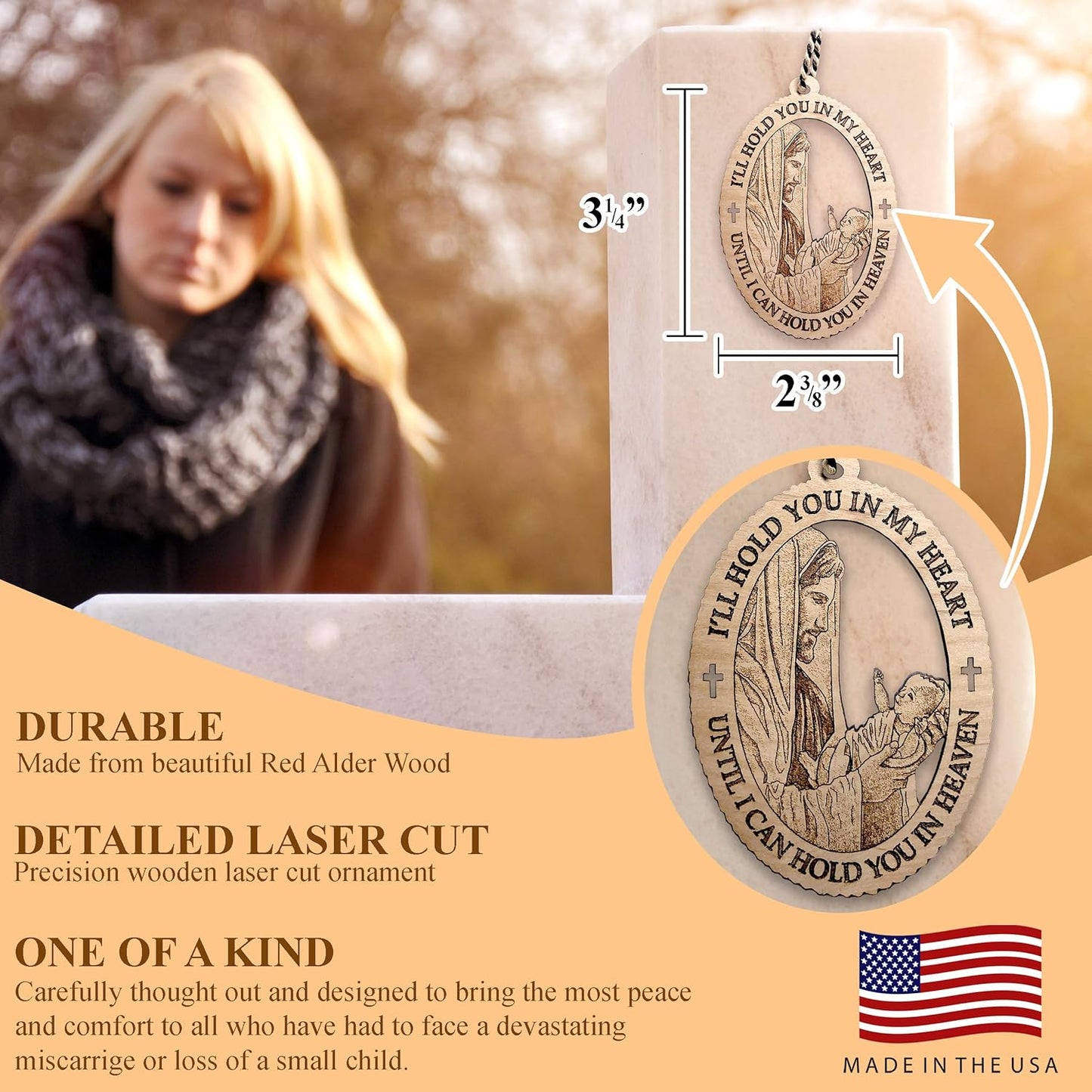Miscarriage Gifts for Mothers - Wooden Bereavement Memorial Ornament for Christmas Tree, Comfort Remembrance Gift