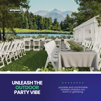 100 White Resin Folding Chairs, Stackable Event & Party Chairs, 800 LB Weight Capacity, Indoor Outdoor
