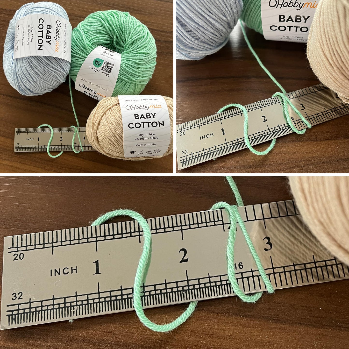 HobbyMia Baby Cotton Blend Yarn – Soft Sport Weight Yarn for Crochet & Amigurumi - 50g/180yds - 60% Cotton 40% Acrylic - Ideal for Baby & Knitting Proj. & 10 Stitch Markers(Light Pink, 4 Balls)
