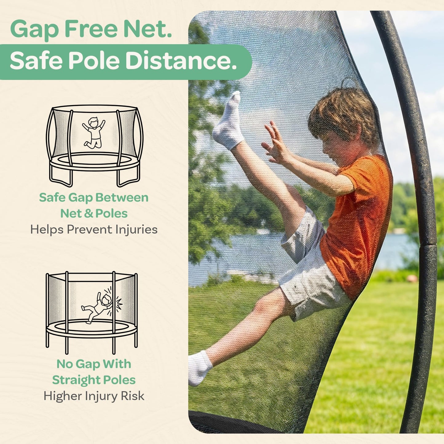 JoyBerri Trampoline Outdoor - Upsurge ASTM Certified Safe 8Ft 10Ft 12Ft 14Ft 15Ft 16Ft Recreational Trampoline for Kids and Adults. Anti-Rust Coating with Enclosure Net, Ladder, Sprinkler & LED Lights