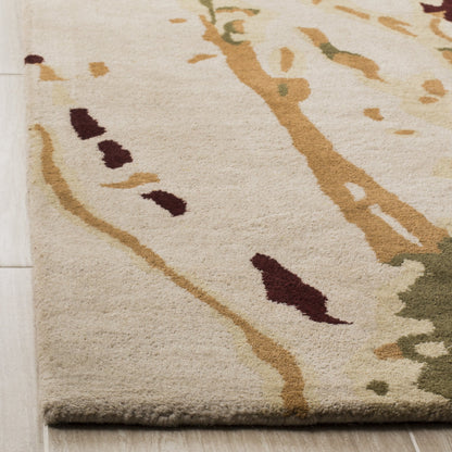 SAFAVIEH Area Rug 8x10 - Bella Collection - Large - Beige & Green, Handmade Wool, Modern Abstract Design, Ideal for Living Room, Bedroom, Office, Dining Space (BEL120A)